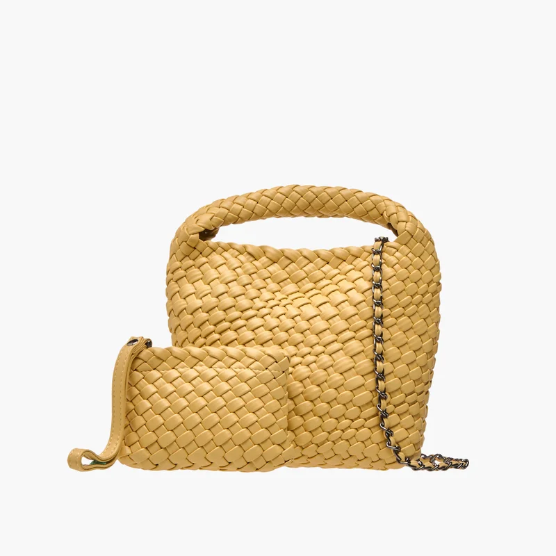 ساشا Textured Yellow Hobo Bag for Women